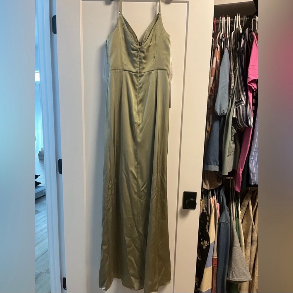 Azazie Pistachio Green Evening Gown - Picture 4 of 5
